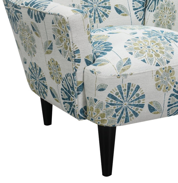 English Elm Blue Teal Floral Upholstered Accent Chair Contemporary Silhouette for Living Room B2709P212532