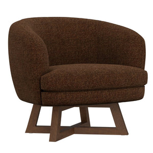 English Elm Swivel Barrel Accent Chair with X Base Curved Foam Seat for Living Room Decor B2709P496283