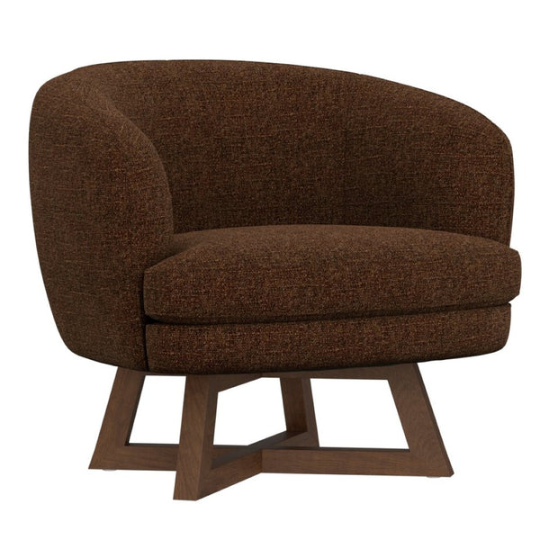 English Elm Swivel Barrel Accent Chair with X Base Curved Foam Seat for Living Room Decor B2709P496283