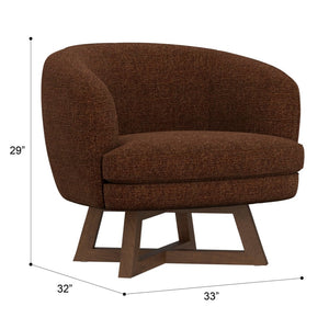 English Elm Swivel Barrel Accent Chair with X Base Curved Foam Seat for Living Room Decor B2709P496283