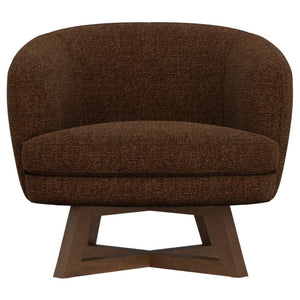 English Elm Swivel Barrel Accent Chair with X Base Curved Foam Seat for Living Room Decor B2709P496283