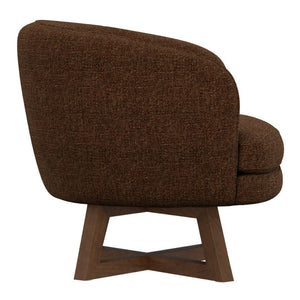 English Elm Swivel Barrel Accent Chair with X Base Curved Foam Seat for Living Room Decor B2709P496283