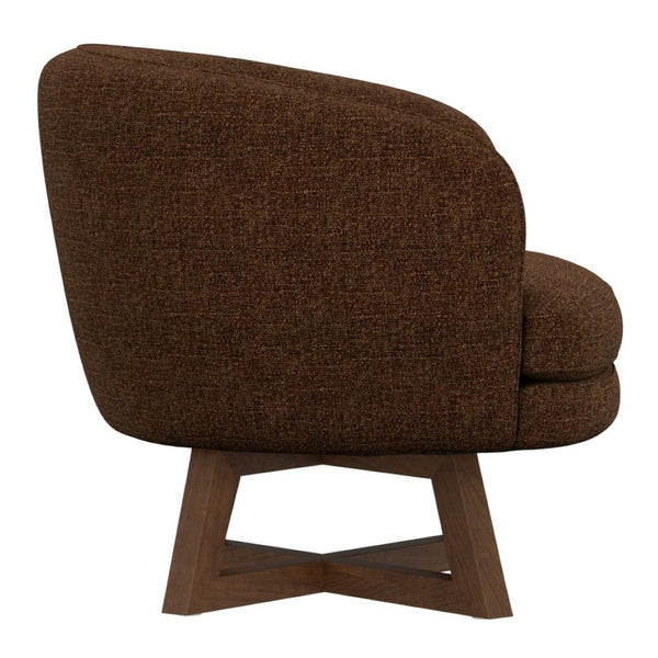 English Elm Swivel Barrel Accent Chair with X Base Curved Foam Seat for Living Room Decor B2709P496283