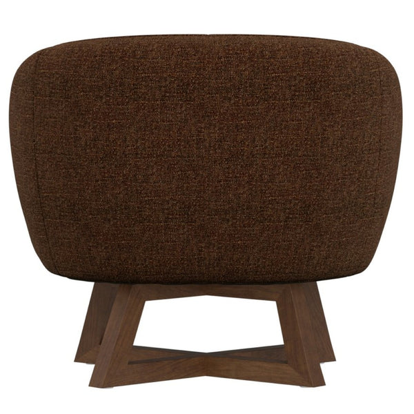 English Elm Swivel Barrel Accent Chair with X Base Curved Foam Seat for Living Room Decor B2709P496283