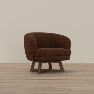 English Elm Swivel Barrel Accent Chair with X Base Curved Foam Seat for Living Room Decor B2709P496283