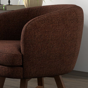 English Elm Swivel Barrel Accent Chair with X Base Curved Foam Seat for Living Room Decor B2709P496283