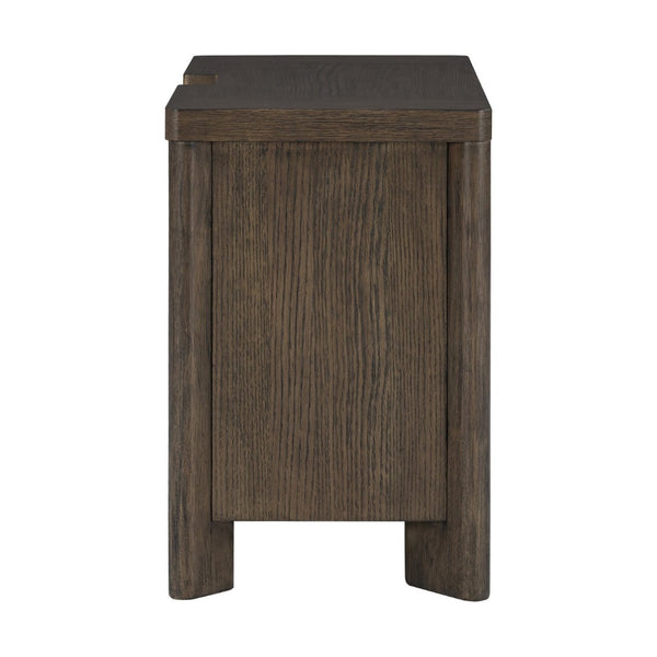 English Elm Dark Oak 3-drawer Nightstand with Usb Charging Hub and Matte Black Hardware B2709P537284