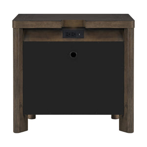 English Elm Dark Oak 3-drawer Nightstand with Usb Charging Hub and Matte Black Hardware B2709P537284