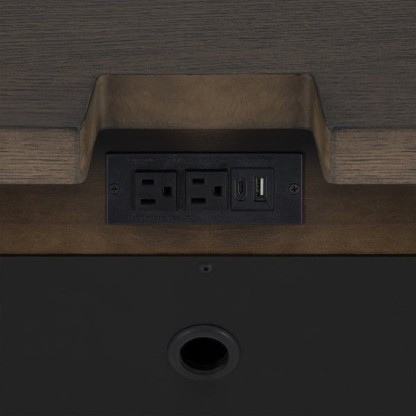 English Elm Dark Oak 3-drawer Nightstand with Usb Charging Hub and Matte Black Hardware B2709P537284