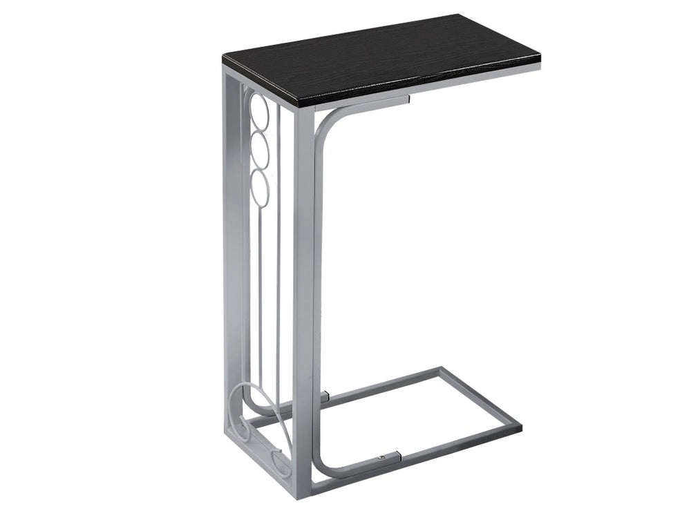 English Elm Accent C Table with Black Laminate Top and Grey Metal Base for Living Room Use B2710P219201
