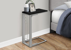 English Elm Accent C Table with Black Laminate Top and Grey Metal Base for Living Room Use B2710P219201