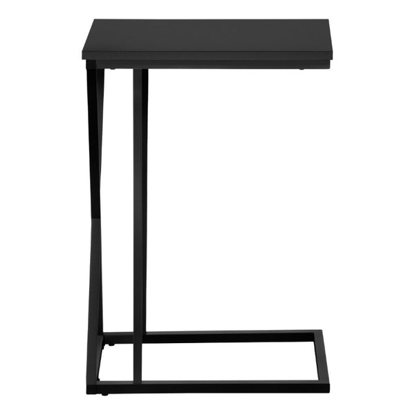 English Elm Accent C-Shaped Sofa Side Table with Geometric Metal Frame for Modern Living Spaces Black B2710P219231