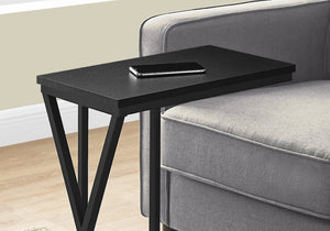 English Elm Accent C-Shaped Sofa Side Table with Geometric Metal Frame for Modern Living Spaces Black B2710P219231