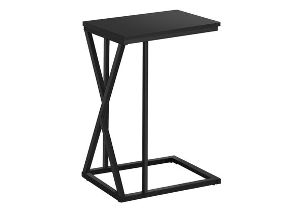 English Elm Accent C-Shaped Sofa Side Table with Geometric Metal Frame for Modern Living Spaces Black B2710P219231