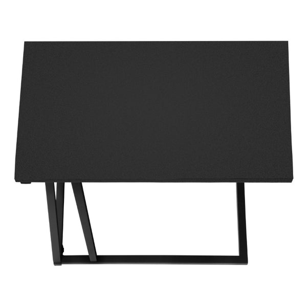 English Elm Accent C-Shaped Sofa Side Table with Geometric Metal Frame for Modern Living Spaces Black B2710P219231