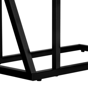 English Elm Accent C-Shaped Sofa Side Table with Geometric Metal Frame for Modern Living Spaces Black B2710P219231