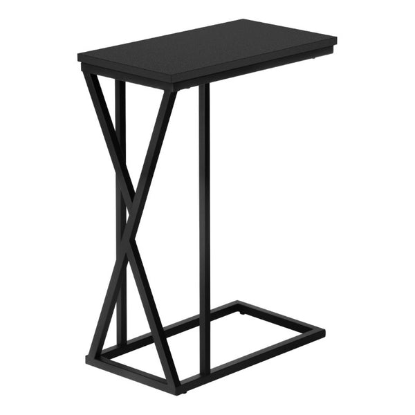 English Elm Accent C-Shaped Sofa Side Table with Geometric Metal Frame for Modern Living Spaces Black B2710P219231