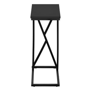 English Elm Accent C-Shaped Sofa Side Table with Geometric Metal Frame for Modern Living Spaces Black B2710P219231