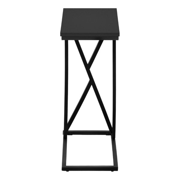 English Elm Accent C-Shaped Sofa Side Table with Geometric Metal Frame for Modern Living Spaces Black B2710P219231