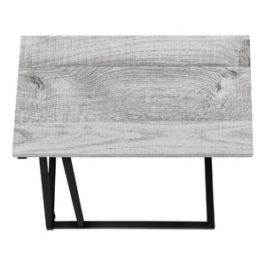 English Elm Accent C-Shaped Sofa Side Table with Geometric Metal Frame for Modern Living Spaces Grey B2710P219232