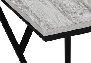 English Elm Accent C-Shaped Sofa Side Table with Geometric Metal Frame for Modern Living Spaces Grey B2710P219232