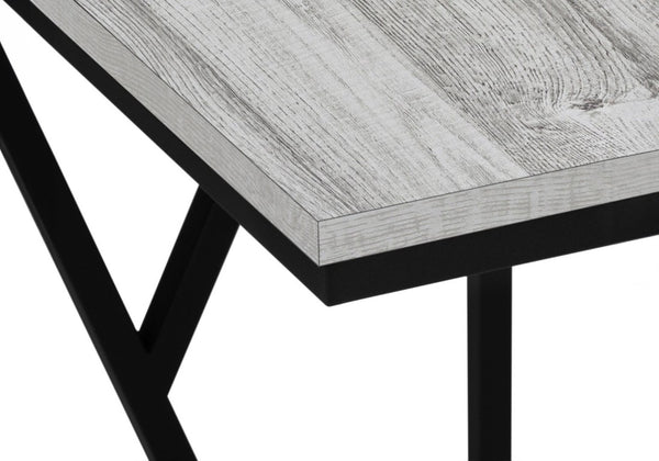 English Elm Accent C-Shaped Sofa Side Table with Geometric Metal Frame for Modern Living Spaces Grey B2710P219232
