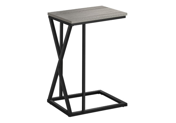 English Elm Accent C-Shaped Sofa Side Table with Geometric Metal Frame for Modern Living Spaces Grey B2710P219232