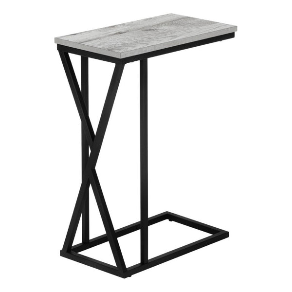 English Elm Accent C-Shaped Sofa Side Table with Geometric Metal Frame for Modern Living Spaces Grey B2710P219232