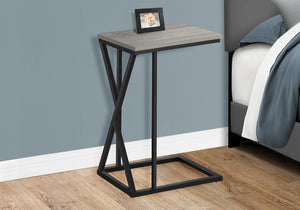 English Elm Accent C-Shaped Sofa Side Table with Geometric Metal Frame for Modern Living Spaces Grey B2710P219232