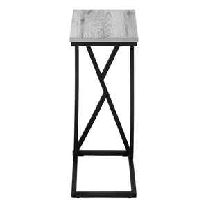 English Elm Accent C-Shaped Sofa Side Table with Geometric Metal Frame for Modern Living Spaces Grey B2710P219232