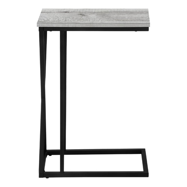 English Elm Accent C-Shaped Sofa Side Table with Geometric Metal Frame for Modern Living Spaces Grey B2710P219232