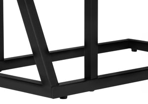 English Elm Accent C-Shaped Sofa Side Table with Geometric Metal Frame for Modern Living Spaces Grey B2710P219232