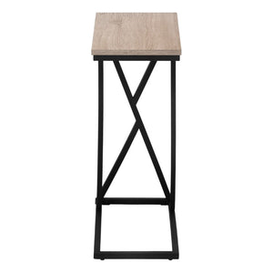 English Elm Accent C-Shaped Sofa Side Table with Geometric Metal Frame for Modern Living Spaces Taupe B2710P219233