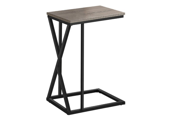 English Elm Accent C-Shaped Sofa Side Table with Geometric Metal Frame for Modern Living Spaces Taupe B2710P219233