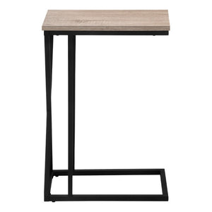 English Elm Accent C-Shaped Sofa Side Table with Geometric Metal Frame for Modern Living Spaces Taupe B2710P219233