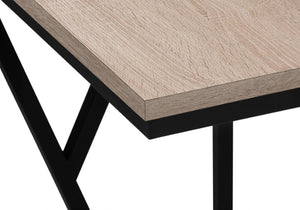 English Elm Accent C-Shaped Sofa Side Table with Geometric Metal Frame for Modern Living Spaces Taupe B2710P219233