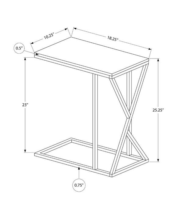 English Elm Accent C-Shaped Sofa Side Table with Geometric Metal Frame for Modern Living Spaces Taupe B2710P219233