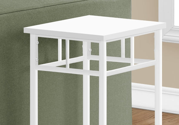 English Elm Accent Table Two Tier White Laminate Square End Modern Living Room Plant Stand B2710P219247