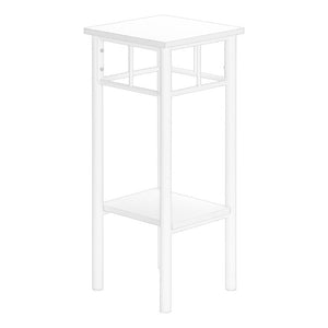 English Elm Accent Table Two Tier White Laminate Square End Modern Living Room Plant Stand B2710P219247