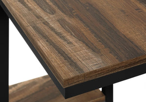 English Elm Accent C-Shaped Sofa Side Table Reclaimed Wood Look Top Black Metal Frame B2710P219399