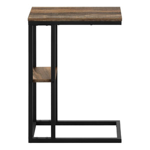 English Elm Accent C-Shaped Sofa Side Table Reclaimed Wood Look Top Black Metal Frame B2710P219399