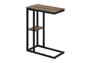 English Elm Accent C-Shaped Sofa Side Table Reclaimed Wood Look Top Black Metal Frame B2710P219399