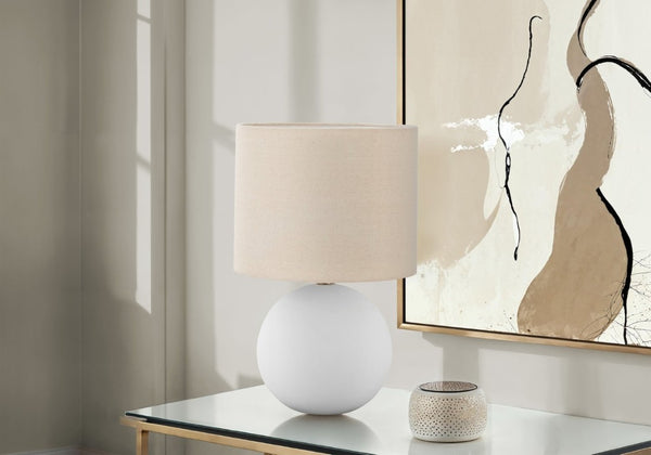 English Elm Lighting, Globe Ceramic Table Lamp with Cream Drum Shade for Bedside or Office Decor B2710P220096