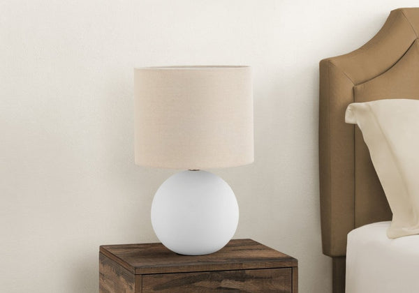 English Elm Lighting, Globe Ceramic Table Lamp with Cream Drum Shade for Bedside or Office Decor B2710P220096