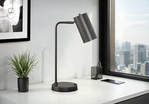 English Elm Lighting, Mid-Century Task Lamp with USB Port Grey Metal Adjustable Shade for Desk B2710P220106