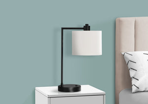 English Elm Lighting, Modern Black Metal Table Lamp with USB Port Ivory Drum Shade for Desk B2710P220107