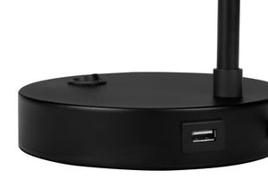 English Elm Lighting, Modern Black Metal Table Lamp with USB Port Ivory Drum Shade for Desk B2710P220107