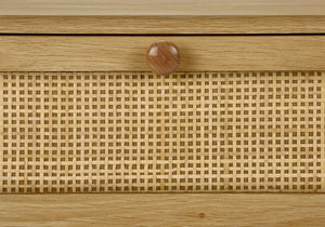 English Elm Accent Table Two Tier Rattan Flip Door End Piece for Bedroom or Living Room Natural B2710P461652
