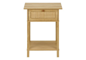 English Elm Accent Table Two Tier Rattan Flip Door End Piece for Bedroom or Living Room Natural B2710P461652
