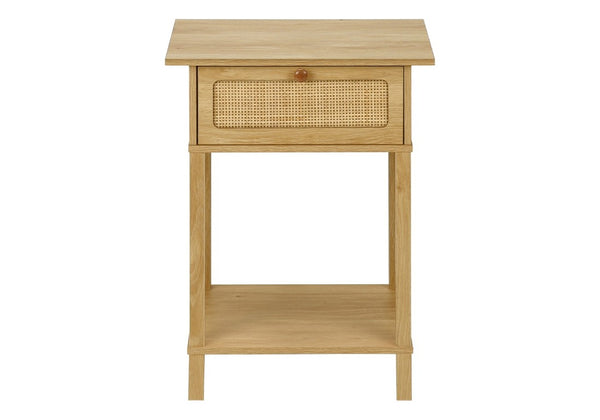 English Elm Accent Table Two Tier Rattan Flip Door End Piece for Bedroom or Living Room Natural B2710P461652
